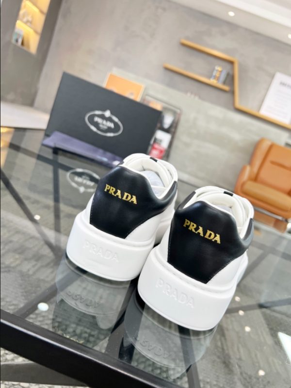 Prada Brushed Leather White Black Sneakers Reps 3