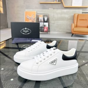 Prada Brushed Leather White Black Sneakers Reps 4