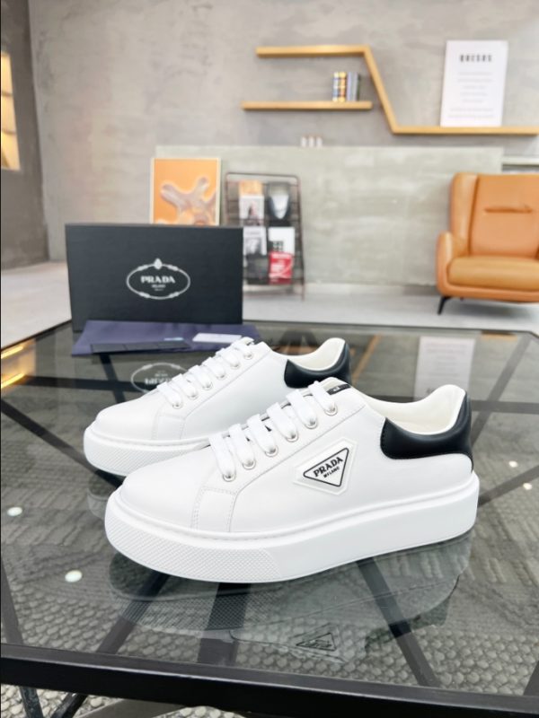 Prada Brushed Leather White Black Sneakers Reps 4