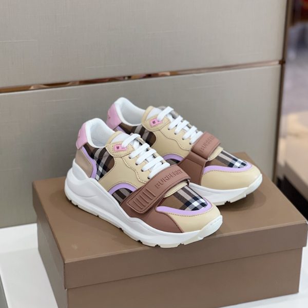 Burberry Check Cotton Leather Pink Sneaker Reps 4