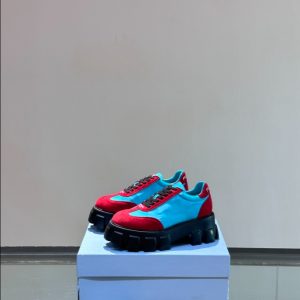 Prada Suede Lace-up Blue Red Sneakers Reps 3