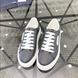 Prada Brushed Leather Grey White Sneakers Reps 2