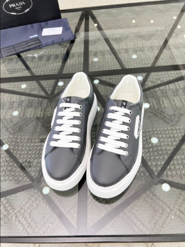 Prada Brushed Leather Grey White Sneakers Reps 2