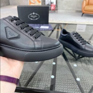 Prada Brushed Leather Black Sneakers Reps 3