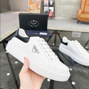 Prada Brushed Leather White Black Sneakers Reps 5