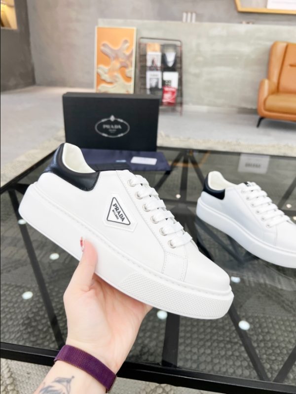 Prada Brushed Leather White Black Sneakers Reps 5