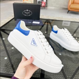 Prada Brushed Leather White Blue Sneakers Reps 6