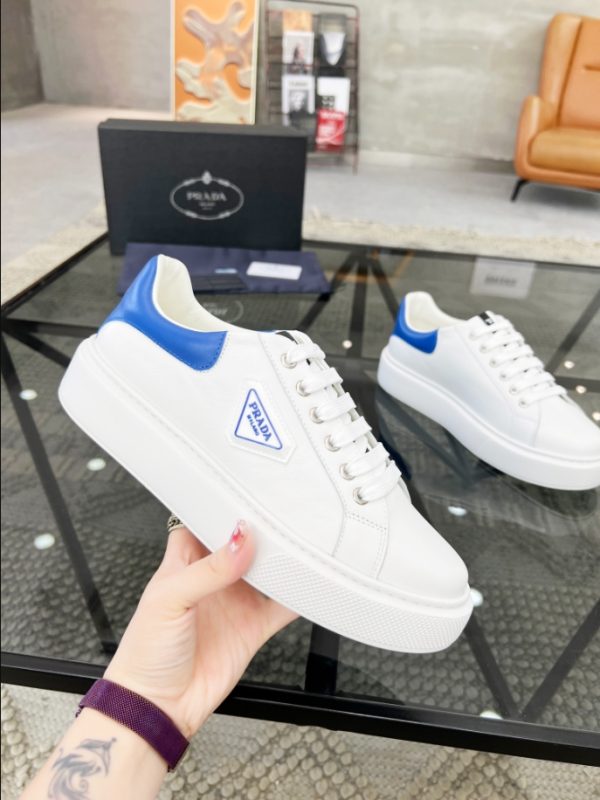 Prada Brushed Leather White Blue Sneakers Reps 6