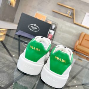 Prada Brushed Leather White Green Sneakers Reps 4