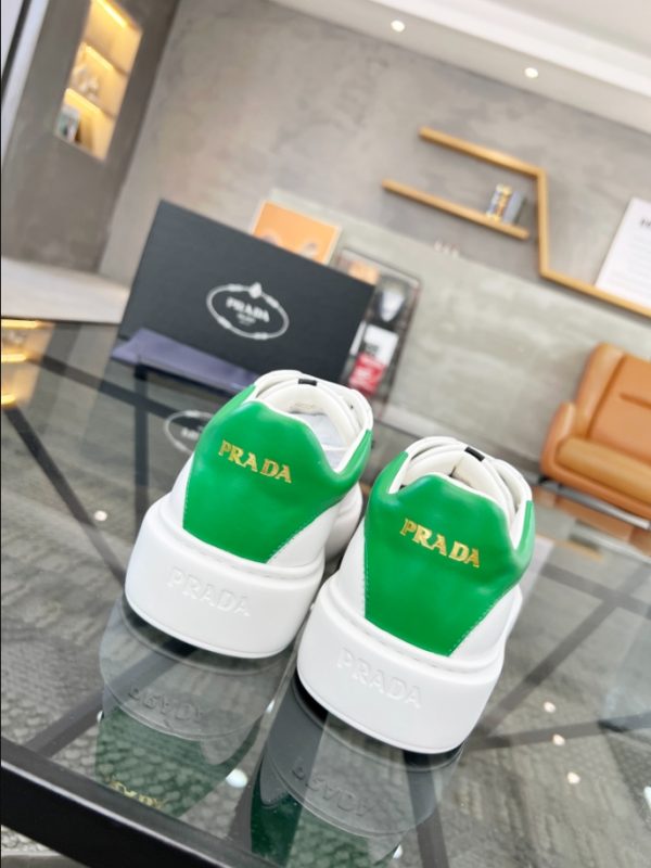 Prada Brushed Leather White Green Sneakers Reps 4