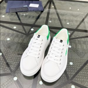 Prada Brushed Leather White Green Sneakers Reps 5