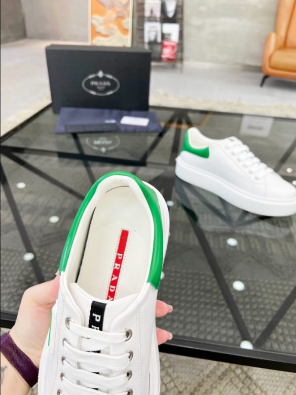 Prada Brushed Leather White Green Sneakers Reps 6