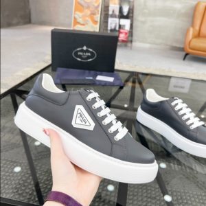 Prada Brushed Leather Grey White Sneakers Reps 4