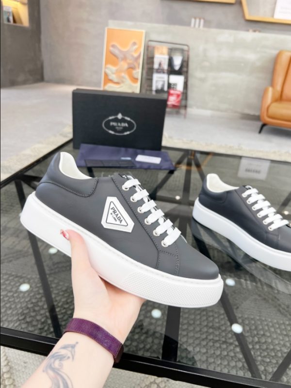 Prada Brushed Leather Grey White Sneakers Reps 4