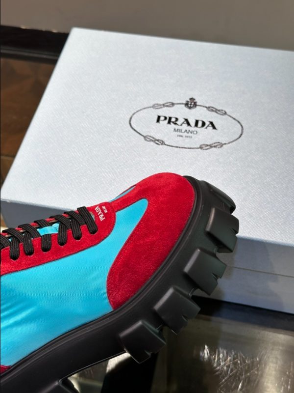 Prada Suede Lace-up Blue Red Sneakers Reps 6