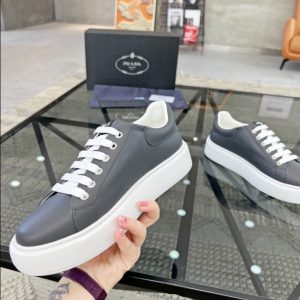 Prada Brushed Leather Grey White Sneakers Reps 5