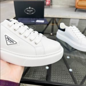 Prada Brushed Leather White Black Sneakers Reps 6