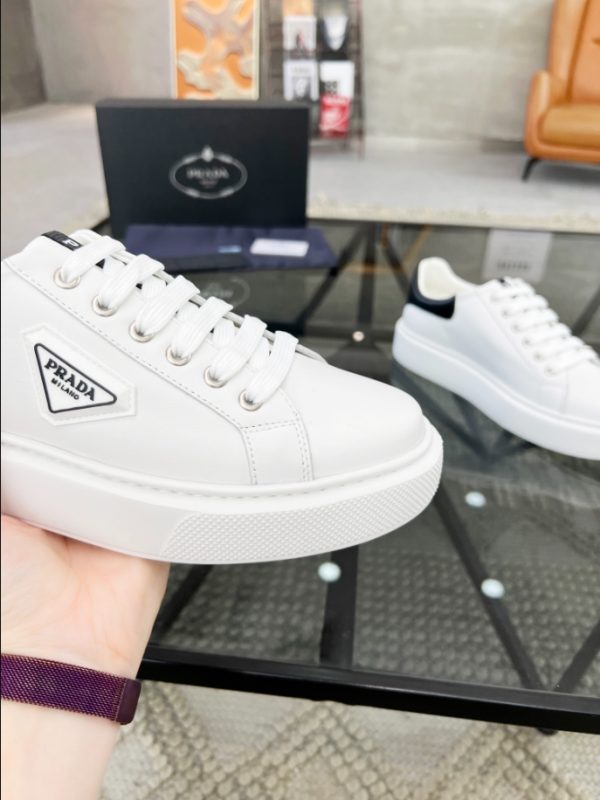 Prada Brushed Leather White Black Sneakers Reps 6